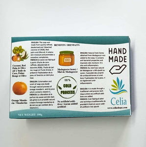 Celia Handmade Natural Soap - Gentle, Mild, Moisturising - Mandarine Juice with Madagascar Honey