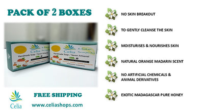 Celia Natural Soap - Gentle, Mild, Moisturising - Mandarine Juice with Madagascar Honey