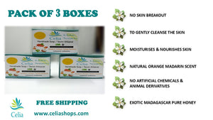 Celia Natural Soap - Gentle, Mild, Moisturising - Mandarine Juice with Madagascar Honey
