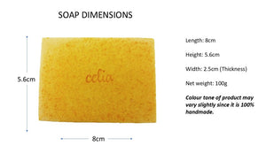 Celia Handmade Natural Soap - Gentle, Mild, Moisturising - Mandarine Juice with Madagascar Honey