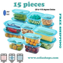 Load image into Gallery viewer, 15 pieces plastic preservation food grade storage bowl set with cover